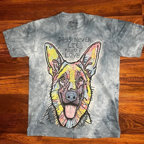 The Mountain German Shepherd Dog Tie Dye Graphic Shirt Unisex Adult Small - Picture 1 of 5